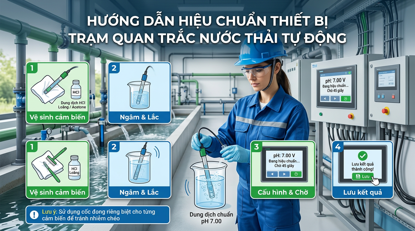 Hướng dẫn hiệu chuẩn thiết bị trạm quan trắc nước thải tự động